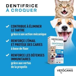 Dentifrice croquer - VETOCANIS - x30 Comprimés pour Chat et Petit Chi