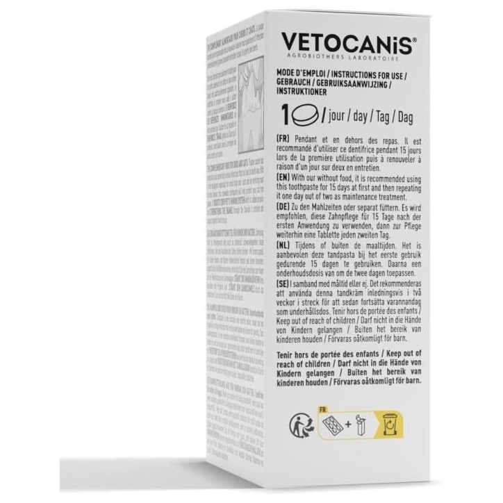 Dentifrice croquer - VETOCANIS - x30 Comprimés pour Chat et Petit Chien