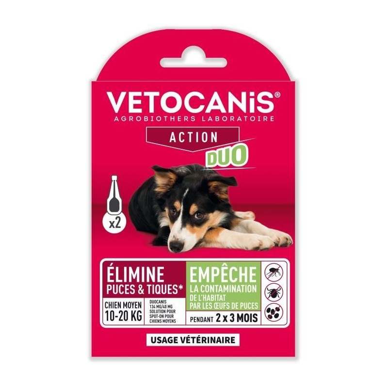 Pipette action duo - VETOCANIS - 134mg/40mg Solution pour Chiens Moyen Pipette action duo - VETOCANIS - 134mg/40mg Solution pour Chiens Moyen