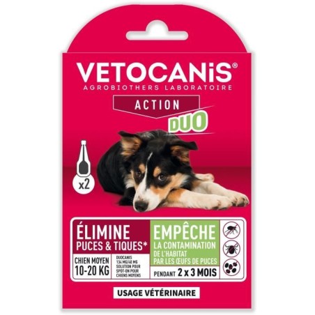 Pipette action duo - VETOCANIS - 134mg/40mg Solution pour Chiens Moyen