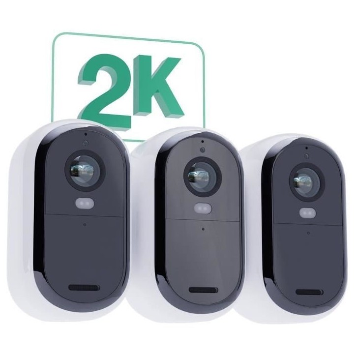Caméra de sécurité connectée - ARLO - Essential2 - Pack de 3 - Résolution 2K - Vision nocturne couleur