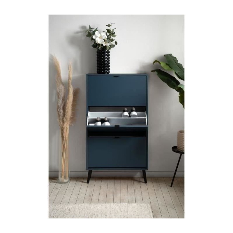 Meuble a chaussures - Bleu nuit - 12 paires - L70 x P24 x H125 cm - VI