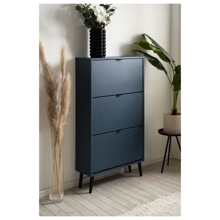 Meuble a chaussures - Bleu nuit - 12 paires - L70 x P24 x H125 cm - VIGO Meuble a chaussures - Bleu nuit - 12 paires - L70 x P24 x H125 cm - VIGO