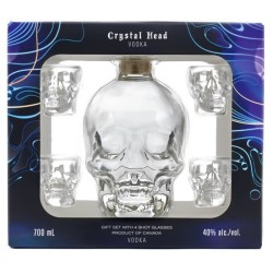 Crystal Head Vodka - Coffret + 4 Verres Shots - Vodka - 70cl - 40,0% V