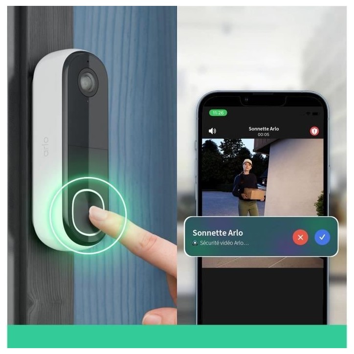 Sonnette Vidéo - ARLO - AVD3001-100EUS - Connexion directe au Wi-Fi - Son de sirene intégré Sonnette Vidéo - ARLO - AVD3001-100EUS - Connexion directe au Wi-Fi - Son de sirene intégré