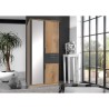 Armoire Décor Chene & Graphite - 3 portes battantes - Miroir - 2 tiro