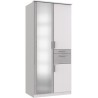 Armoire Décor Blanc & béton gris - 3 portes battantes - Miroir - 2 t