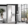 Armoire Décor Blanc & béton gris - 3 portes battantes - Miroir - 2 t