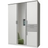 Armoire Décor Blanc & Gris béton - 4 portes battantes - Miroir - 2 t