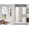Armoire Décor Blanc & Gris béton - 4 portes battantes - Miroir - 2 t