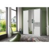 Armoire Décor Blanc & Gris béton - 4 portes battantes - Miroir - 2 t