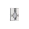 Armoire Décor Blanc & Gris béton - 5 portes battantes - Miroir - 4 t