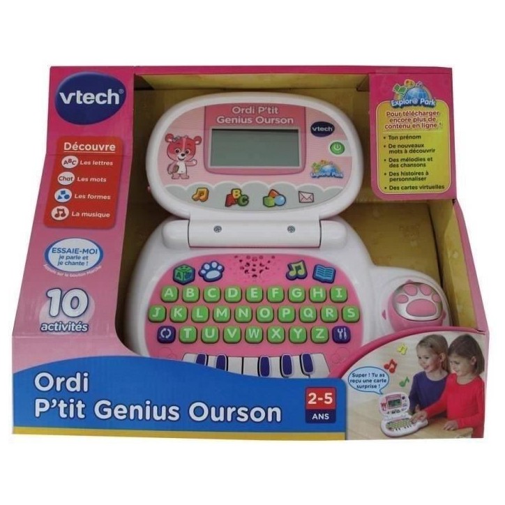 VTECH - Ordi P'tit Genius Ourson Rose - Ordinateur Éducatif Enfant - De 2 a 5 ans VTECH - Ordi P'tit Genius Ourson Rose - Ordinateur Éducatif Enfant - De 2 a 5 ans