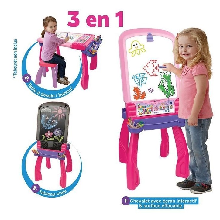 Chevalet Interactif 3 en 1 VTECH - Rose - Pour Fille - A partir de 3 ans Chevalet Interactif 3 en 1 VTECH - Rose - Pour Fille - A partir de 3 ans
