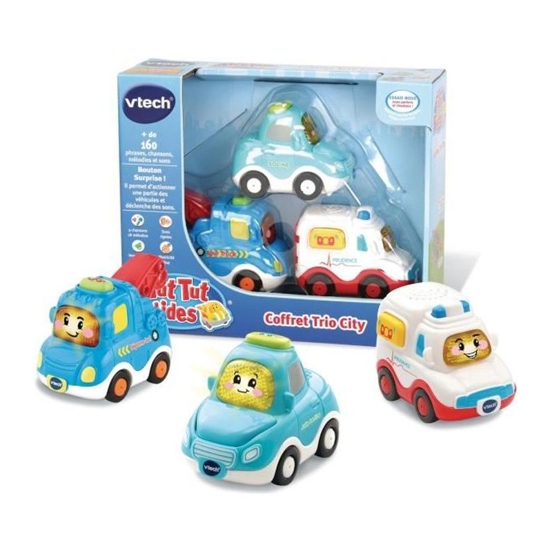 VTECH - Tut Tut Bolides - Coffret Trio City (Berline + Dépanneuse + A VTECH - Tut Tut Bolides - Coffret Trio City (Berline + Dépanneuse + A