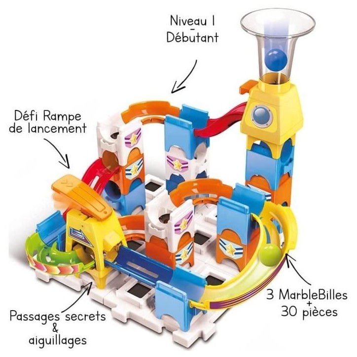 Circuit a billes VTECH Marble Rush Discovery Set XS100 - 30 pieces et 3 MarbleBilles incluses Circuit a billes VTECH Marble Rush Discovery Set XS100 - 30 pieces et 3 MarbleBilles incluses