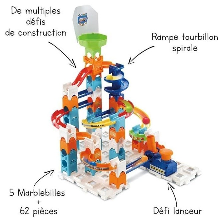 Circuit a billes VTECH Marble Rush - Adventure Set S100 - 61 pieces et 5 MarbleBilles incluses