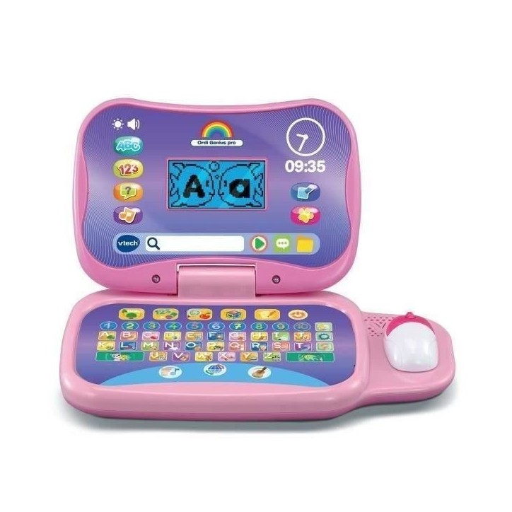 Ordinateur éducatif VTECH ORDI GENIUS PRO ROSE pour enfants de 3 a 7 ans avec souris et 20 activités incluses