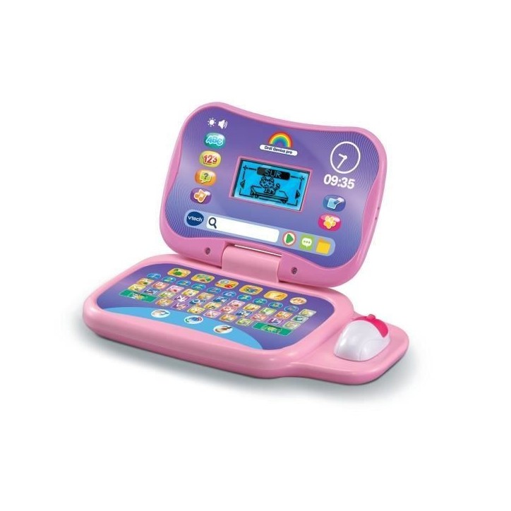 Ordinateur éducatif VTECH ORDI GENIUS PRO ROSE pour enfants de 3 a 7 ans avec souris et 20 activités incluses