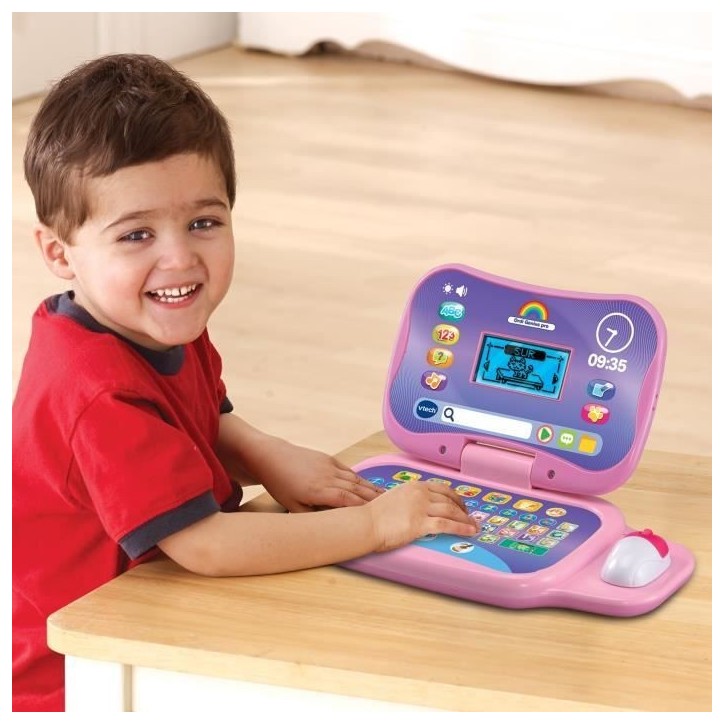 Ordinateur éducatif VTECH ORDI GENIUS PRO ROSE pour enfants de 3 a 7 ans avec souris et 20 activités incluses
