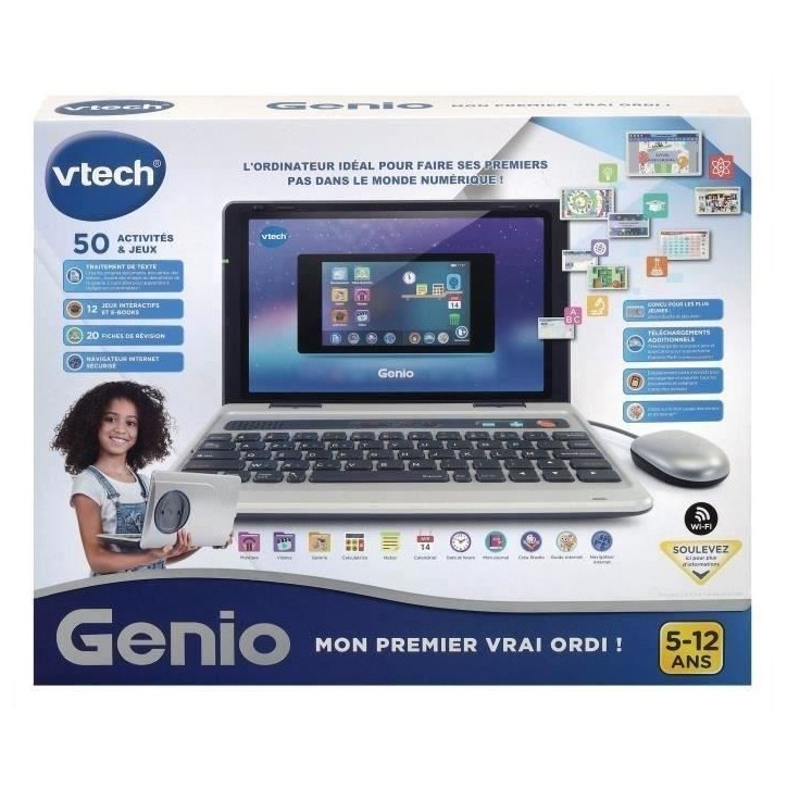 Ordinateur VTECH Genio - Pour les enfants de 5 a 12 ans - Gris - Plus de 50 activités et applications