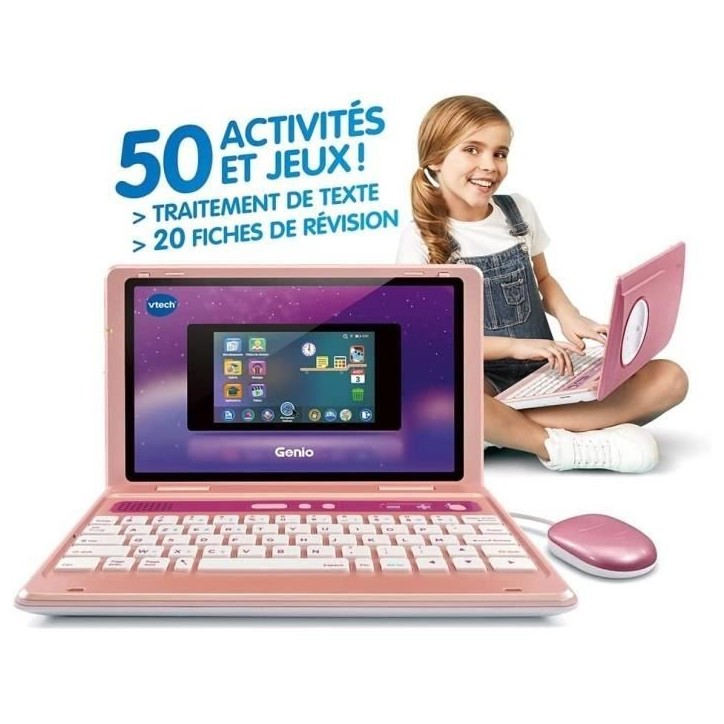 Ordinateur pour enfant VTECH Genio - Clavier AZERTY, souris, écran 5'', mémoire 8GB - Rose Ordinateur pour enfant VTECH Genio - Clavier AZERTY, souris, écran 5'', mémoire 8GB - Rose