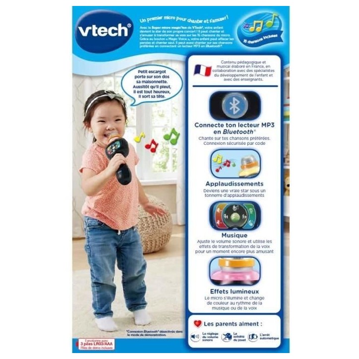 Microphone pour enfant - VTECH - Super Micro Magic'Fun - Bluetooth et effets sonores