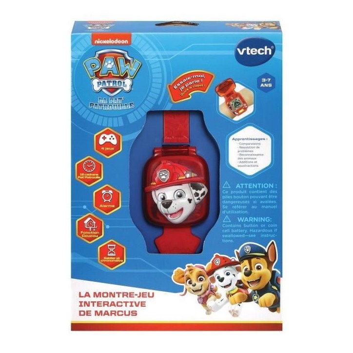 Montre-Jeu Interactive VTECH Pat Patrouille Marcus - Rouge - Pour Enfant a partir de 3 ans