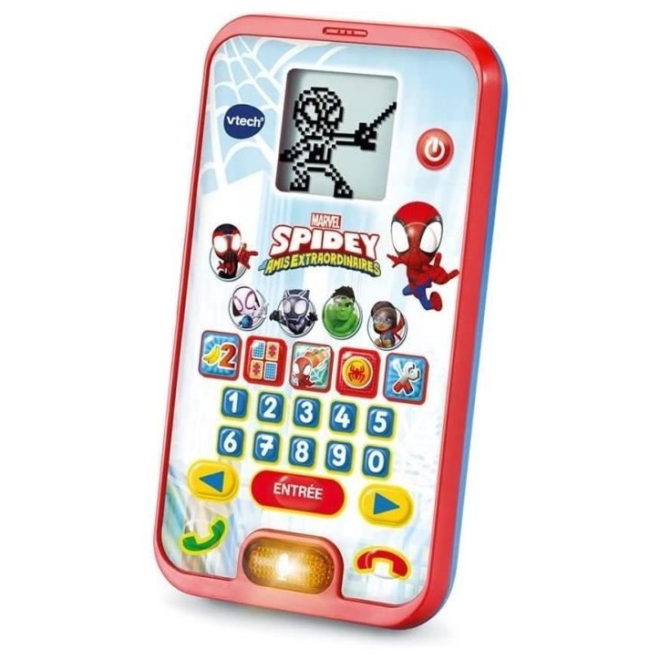 VTECH - SPIDEY - Le Smartphone Éducatif de Spidey - Enfant - Rouge - Mixte - 3 ans - Pile