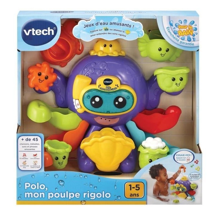 Jouet de Bain interactif VTECH BABY - Polo, Mon Poulpe Rigolo - Multicolore - Pour Bébé de 1 a 5 ans