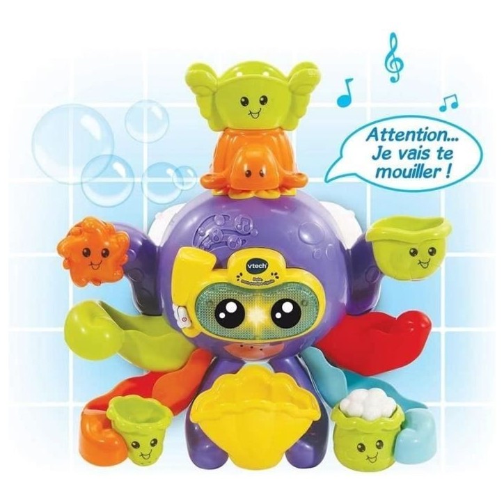 Jouet de Bain interactif VTECH BABY - Polo, Mon Poulpe Rigolo - Multicolore - Pour Bébé de 1 a 5 ans
