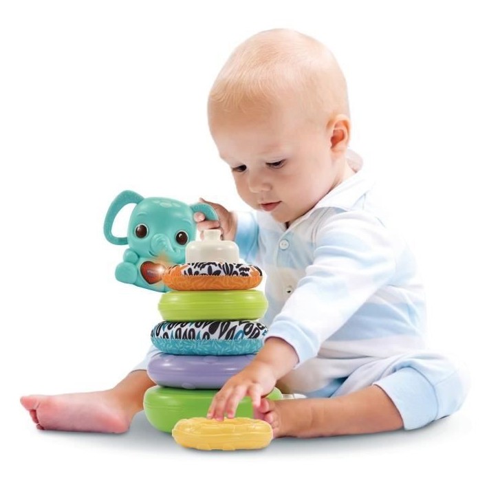 VTECH BABY - Play Green - Nino, Éléphanteau Empilo 3 en 1 (Plastique Bio Sourcé) VTECH BABY - Play Green - Nino, Éléphanteau Empilo 3 en 1 (Plastique Bio Sourcé)
