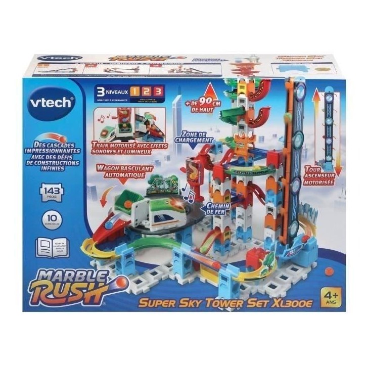 Circuit de billes VTECH MARBLE RUSH - SUPER SKY TOWER SET XL300E - 143 pieces - Pour enfants de 4 ans et plus