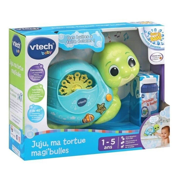 Tortue musicale VTECH JUJU MA TORTUE MAGI BULLES pour bébé de 1 a 5 ans Tortue musicale VTECH JUJU MA TORTUE MAGI BULLES pour bébé de 1 a 5 ans