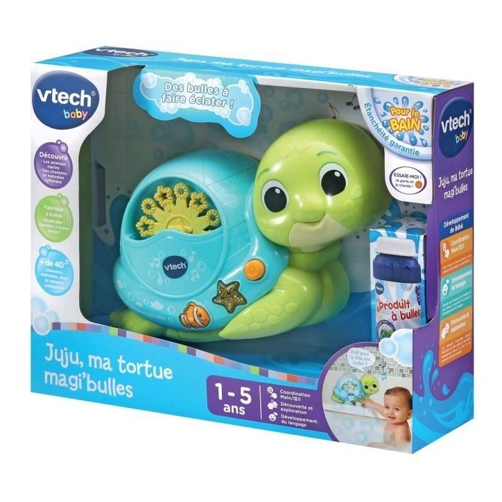 Tortue musicale VTECH JUJU MA TORTUE MAGI BULLES pour bébé de 1 a 5 ans Tortue musicale VTECH JUJU MA TORTUE MAGI BULLES pour bébé de 1 a 5 ans