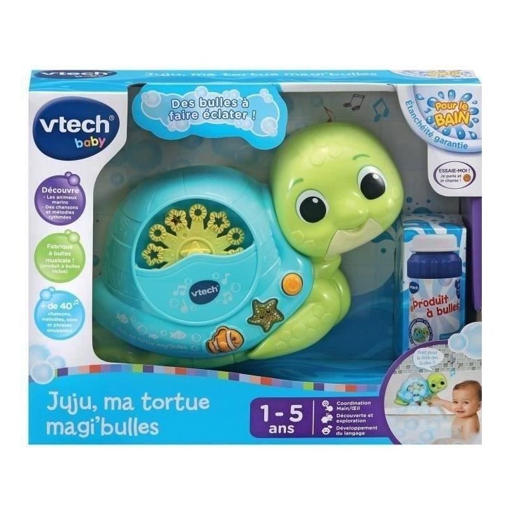 Tortue musicale VTECH JUJU MA TORTUE MAGI BULLES pour bébé de 1 a 5 ans Tortue musicale VTECH JUJU MA TORTUE MAGI BULLES pour bébé de 1 a 5 ans