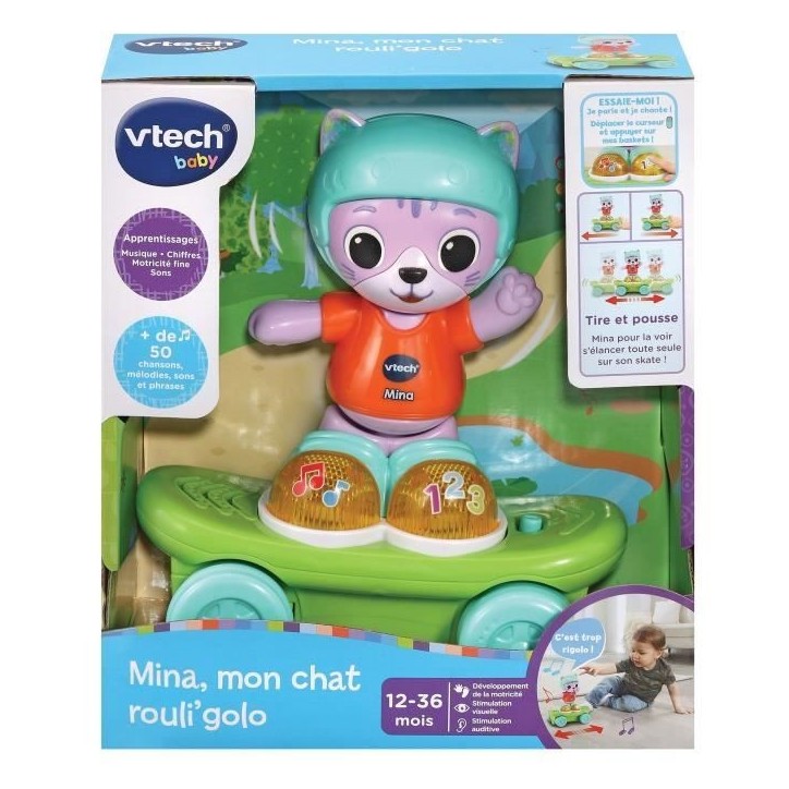 Jouet interactif - VTECH BABY - Mina, mon Chat Rouli'golo - Skateboard - Mixte - 12 mois+