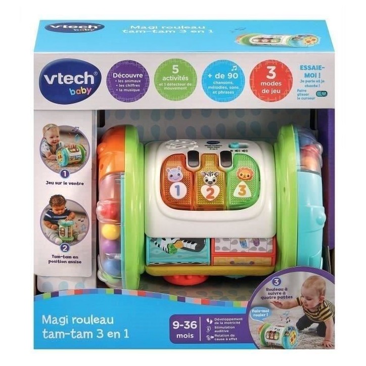 Rouleau d'activités interactif VTECH MAGI ROULEAU TAM-TAM 3 EN 1 pour bébé de 9 a 36 mois - Blanc/Multicolore Rouleau d'activités interactif VTECH MAGI ROULEAU TAM-TAM 3 EN 1 pour bébé de 9 a 36 mois - Blanc/Multicolore