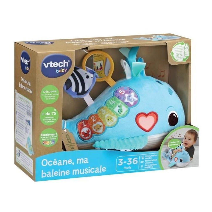 VTECH OCÉANE, MA BALEINE MUSICALE (BOUTEILLES PLASTIQUES RECYCLÉES)