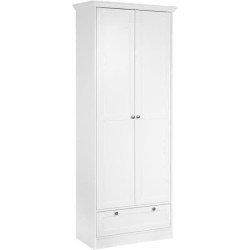 Armoire Landwood - Décor Blanc Mat - 2 Portes - 1 Tiroir - L80 x P39