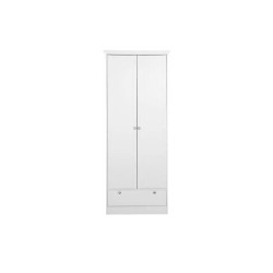 Armoire Landwood - Décor Blanc Mat - 2 Portes - 1 Tiroir - L80 x P39