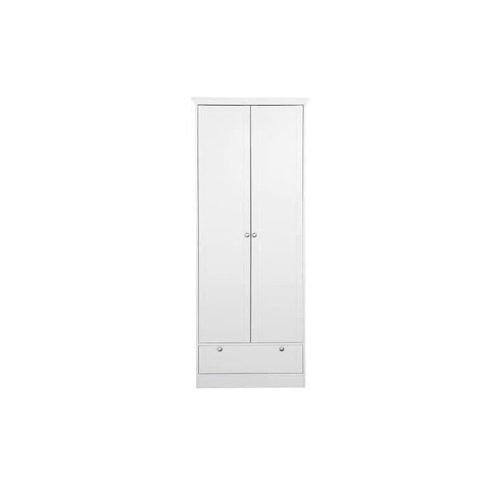Armoire Landwood - Décor Blanc Mat - 2 Portes - 1 Tiroir - L80 x P39 x H200 cm Armoire Landwood - Décor Blanc Mat - 2 Portes - 1 Tiroir - L80 x P39 x H200 cm