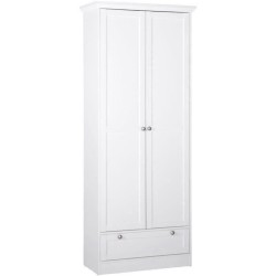 Armoire Landwood - Décor Blanc Mat - 2 Portes - 1 Tiroir - L80 x P39