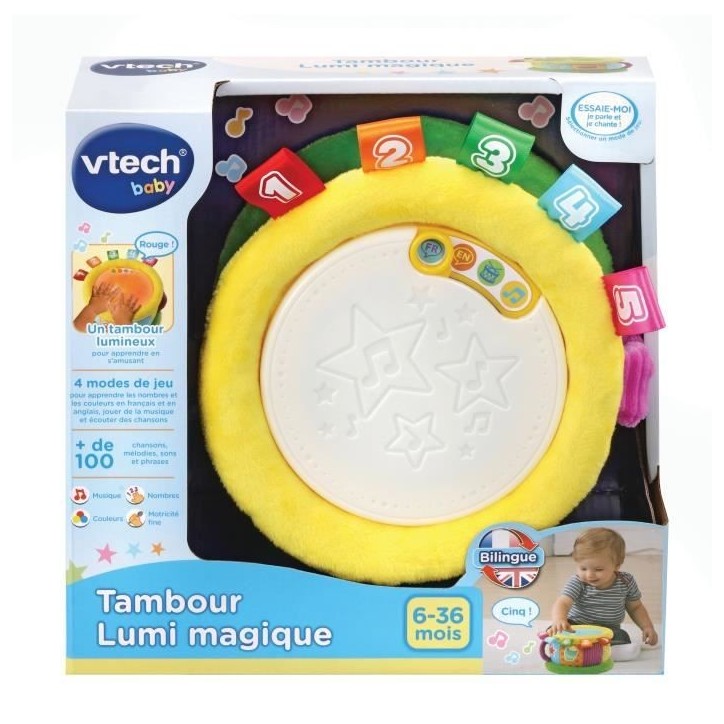 Tambour Lumi Magique - VTECH BABY - Jouet Musical - Bilingue - Sons et Lumieres