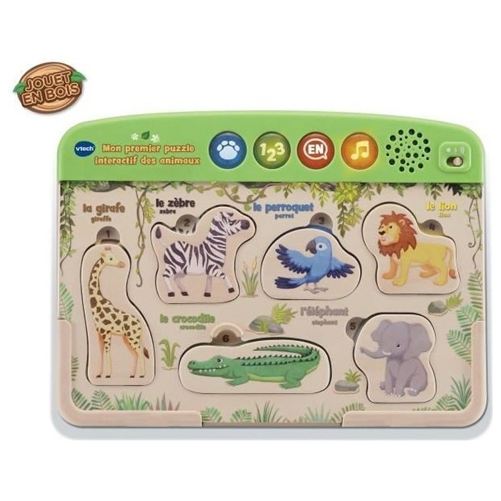 Jouet en bois interactif - VTECH - Mon Premier Puzzle des Animaux - FSC
