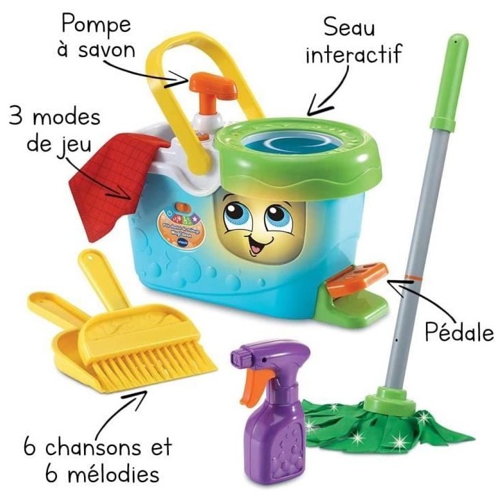 VTECH - 1,2,3 Imite-Moi - P'tit Chariot de Ménage Magi'clean - Jouet d'Imitation Enfant VTECH - 1,2,3 Imite-Moi - P'tit Chariot de Ménage Magi'clean - Jouet d'Imitation Enfant