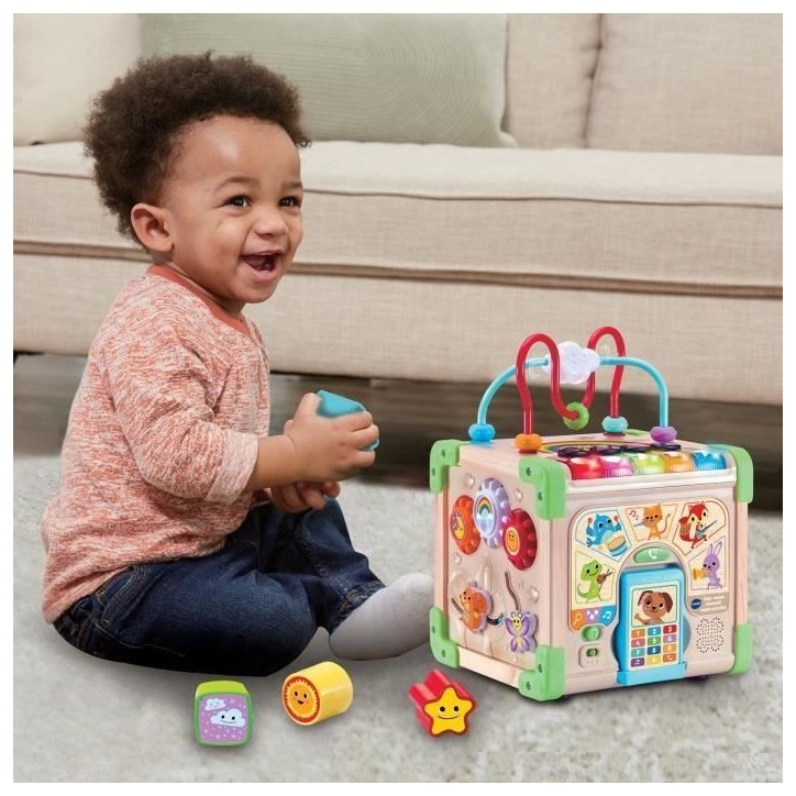 Jouet interactif VTECH CUBE NATURE - Bois certifié FSC - Animaux musicaux - 9-36 mois