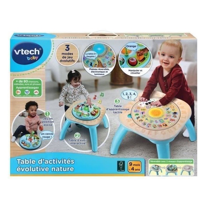 Table d'activités évolutive VTECH BABY - Nature - Jouet en bois certifié FSC - 9 mois a 4 ans Table d'activités évolutive VTECH BABY - Nature - Jouet en bois certifié FSC - 9 mois a 4 ans