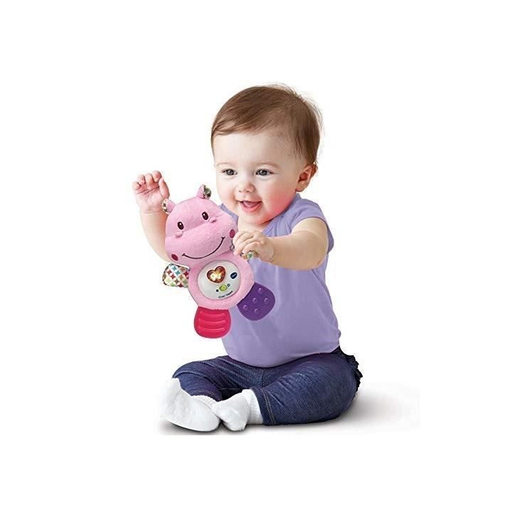 VTECH BABY - Hochet Croc'Hippo - Peluche Texturée Rose