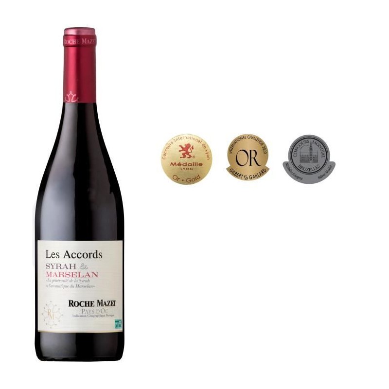 Les Accords de Roche Mazet 2023 Syrah & Marselan Pays d'Oc - Vin rouge Les Accords de Roche Mazet 2023 Syrah & Marselan Pays d'Oc - Vin rouge